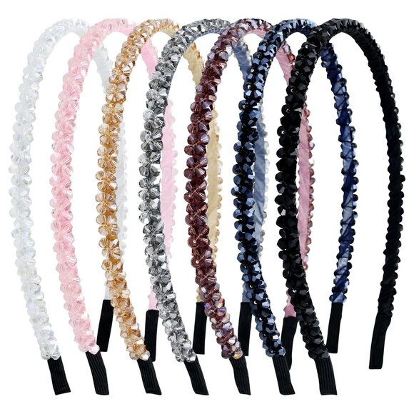 Accessories - 7 Pieces Glitter Double-Rowed Crystal Headbands Hair Bands Hoops Accessories for